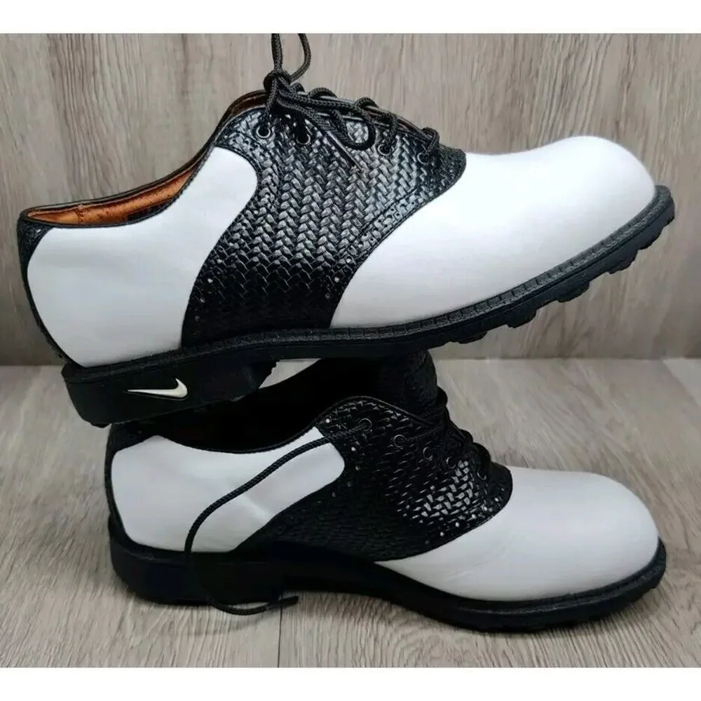 Nike Leather Golf Shoe Kempshall Last Mens 7 White Black‎ Gore-Tex 183235-101